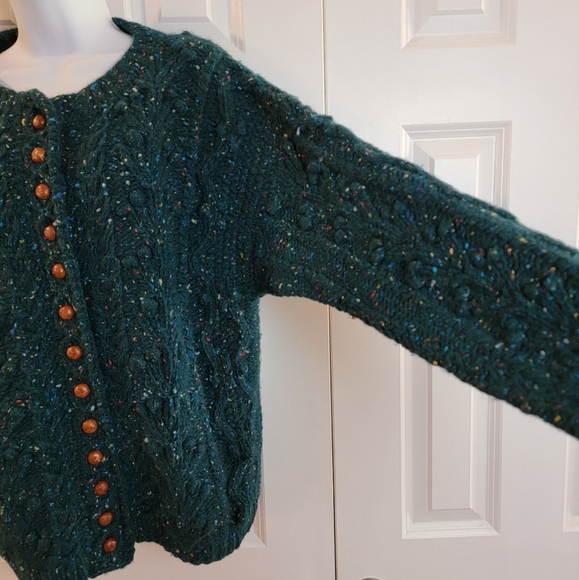 Vintage‎ Orvis Hand Framed 100% Wool Cardigan Teal Women's Large - Picture 5 of 9